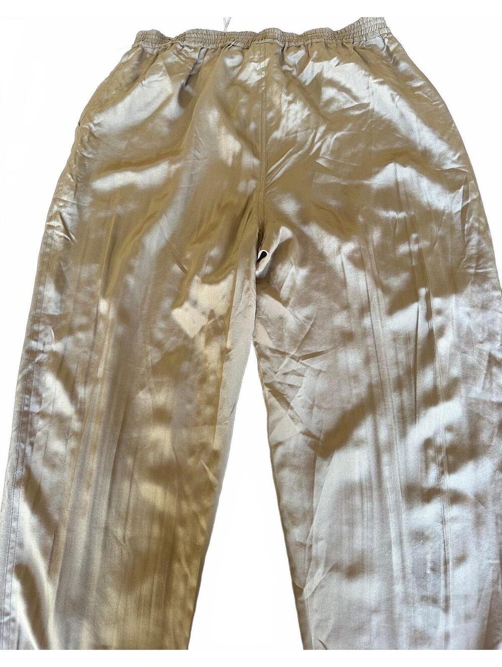 Claude Bennett Taupe Silk Pull-On Pants 10 - Picture 2 of 5